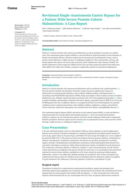 Pdf Revisional Single Anastomosis Gastric Bypass For A Patient With
