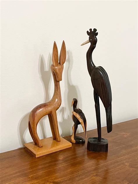 Wood Carved Animals ~ Set Of Three (3) | EstateSales.org