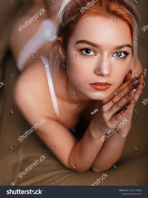 Sweet Sexy Woman Blonde Hair Slim Stock Photo Edit Now 2101733800