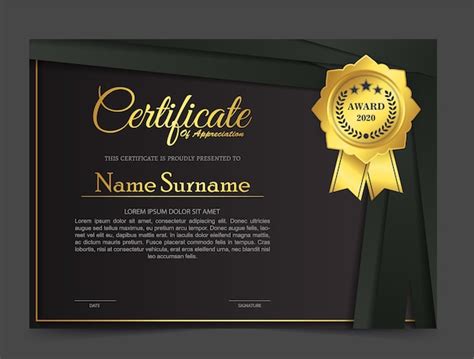 Premium Vector Golden Black Certificate Template Design