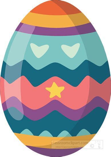 Easter Clipart Colorful Easter Egg With Patterns And Hearts