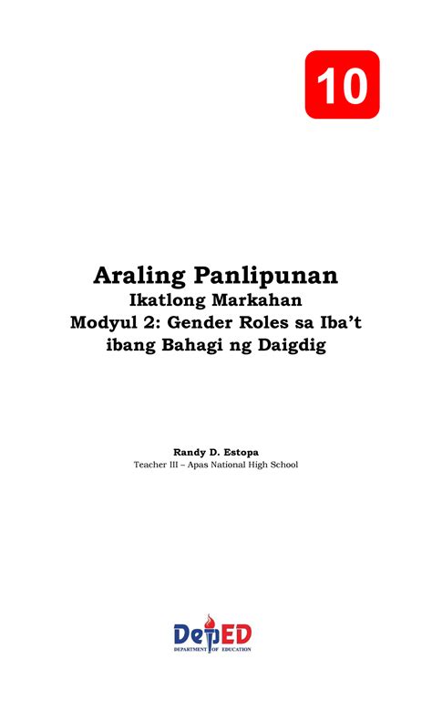 2 Q3 Ap Modyul 2 Sa Araling Panlipunan 10 Ikatlong Markahan Araling