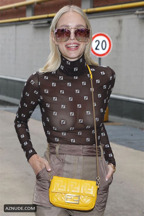 Leonie Hanne Seen Braless At The Fendi Show During Milan Fashion Week