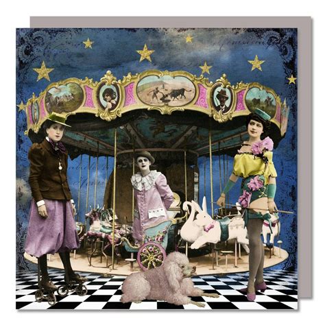 Vintage Circus Carousel Whimsical Vintage Inspired Greeting Card ...