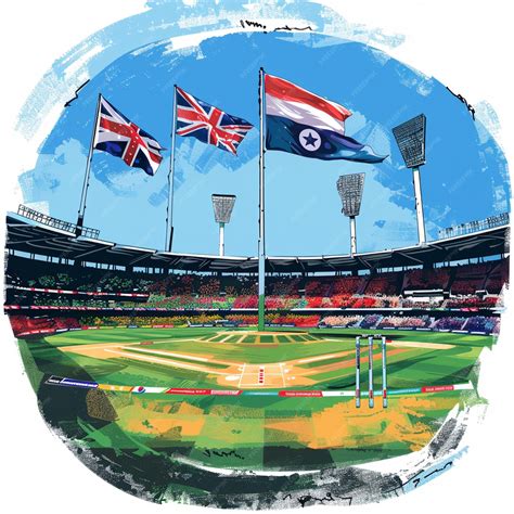 Premium Photo | Cricket stadium illustration showing flags
