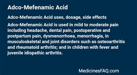 Adco Mefenamic Acid Uses Dosage Side Effects Food Interaction And Faq