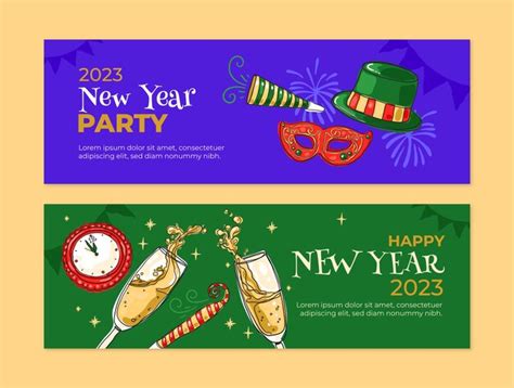 Premium Vector New Year Celebration Horizontal Banner Template