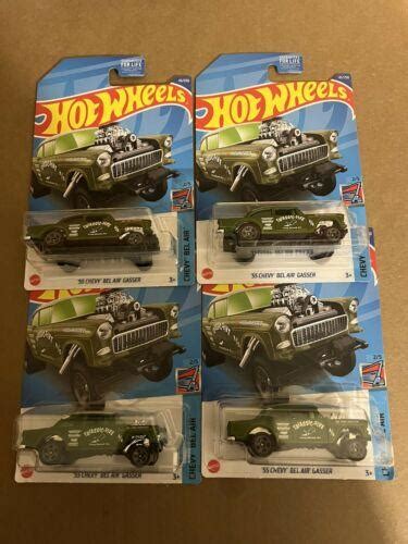 2022 Hot Wheels Triassic Five 55 Chevy Bel Air Gasser Green Lot Of 4 Four Cars 3937140807