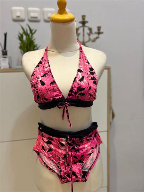 Bikini Pink Two Piece Bikini Necklace Seksi Bikini Ikat Bikini