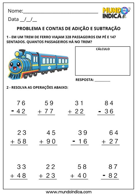 4o Ano Adição E Subtração - Atividades de Matemática 4º Ano com Adição e Subtração para Imprimir