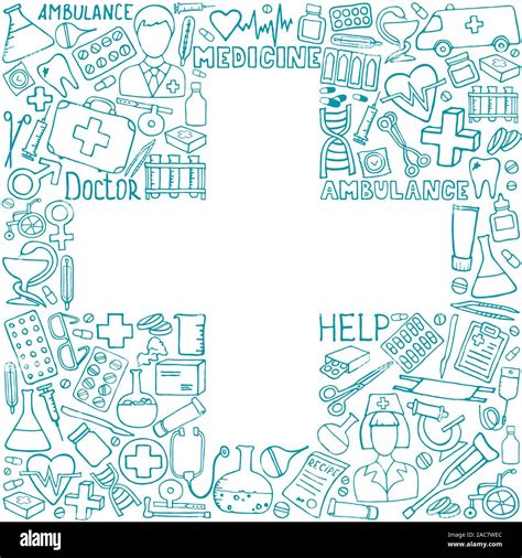 Concepto M Dico Cruz El M S Hermoso Doodle Medicina Conjunto De