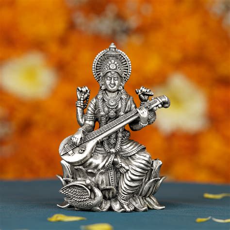 Buy Goddess Saraswati Idol In Silver Krishna Jewellers