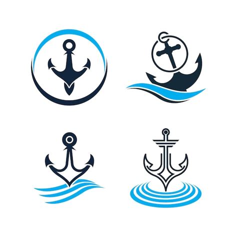 Ancla Logo Icono Barco Barco Marino Marina Vector Premium