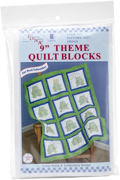Frogs Quilt Blocks Stamped Cross Stitch