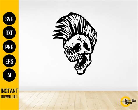 Mohawk Skull Svg Punk Rock Svg Skeleton Svg Goons Gang Etsy