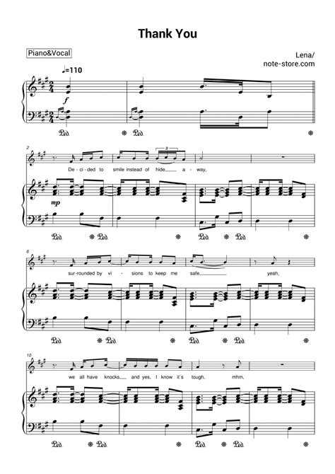 Lena - thank you sheet music for piano with letters download | Piano ...