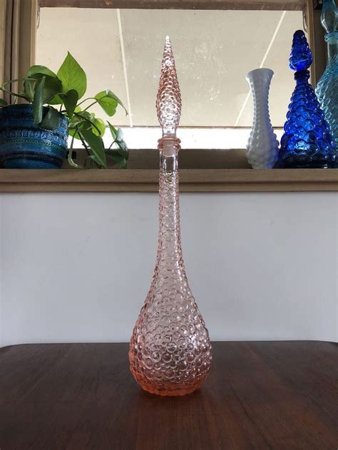 Stunning Rare Pink Vintage Glass Genie Bottle Genie Bottle Bottles