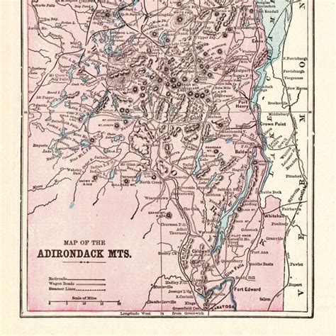 Map Of The Adirondack Mountains Etsy