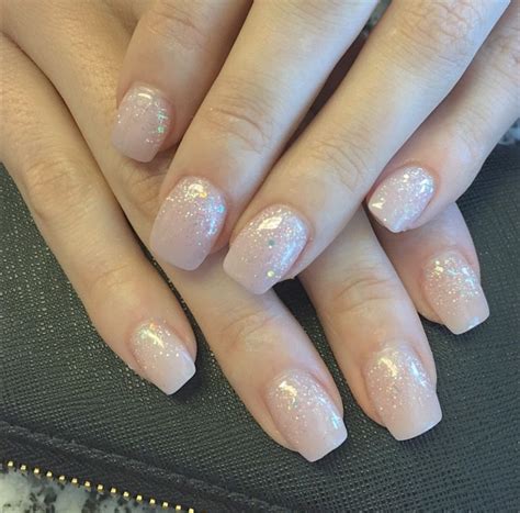 Nude Nails With Glitter Sns Nails Colors Nails Nude Nails With Glitter