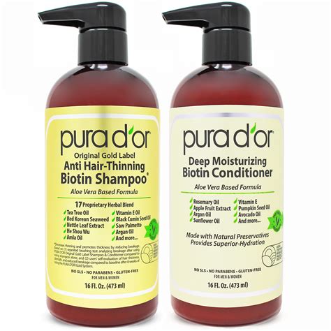 PURA D'OR Anti-Thinning Biotin Shampoo & Deep Moisturizing Conditioner