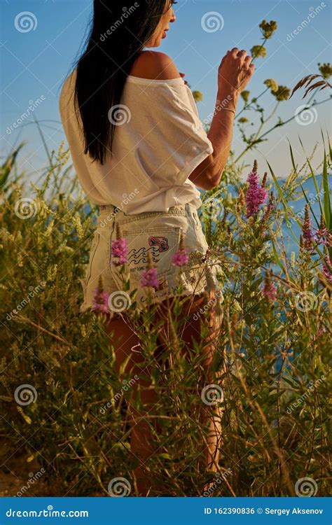 Hot Brunette Posing Near The Sea Stock Photo Image Of Nice Beauty