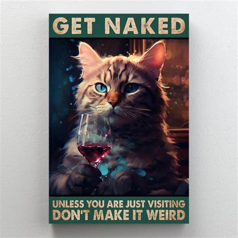 Trinx Cat And Wine Get Naked Piece Rectangle Graphic Art Print On