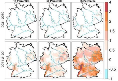 Abbildung 2 4 Räumliche Verteilung von Hitzewellen in der Zukunft