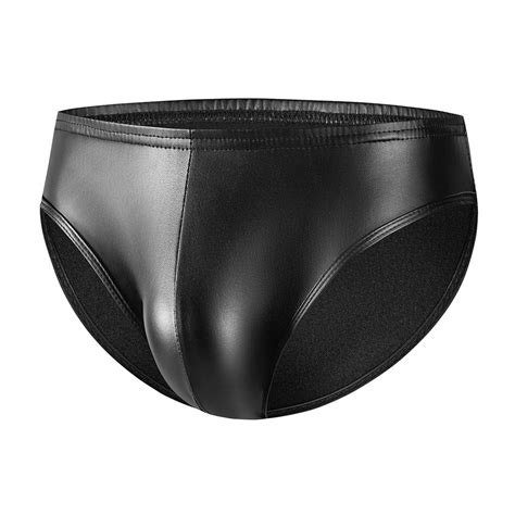 Mens Sexy Wet Look Lingerie Faux Leather Briefs Bikini Underwear Underpants Walmart