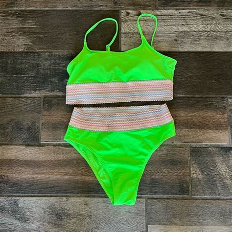 Shein Swim Shein Neon Green Bikini M Poshmark