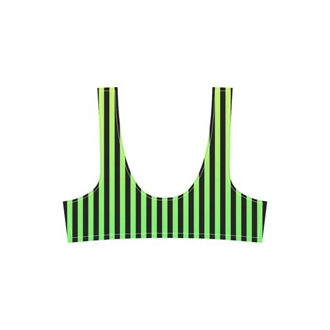 Green Ombre Stripes On Black Sport Top High Waisted Bikini Swimsuit