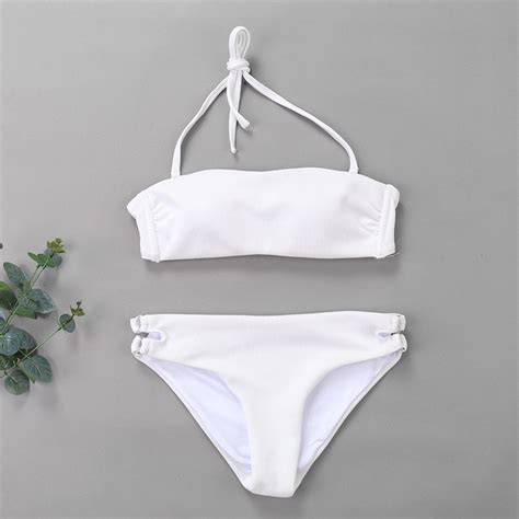 Slim Hot Sexy Pure Color Removable Cup Bandeau Bikini Wholesale Swimwear And Underwear