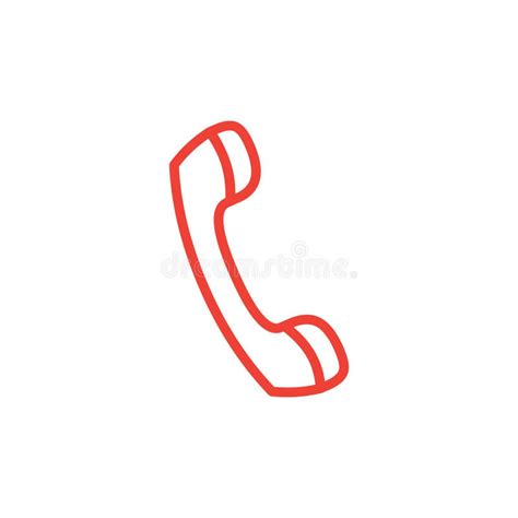 Telephone Receiver Red Icon On White Background Red Flat Style Vector