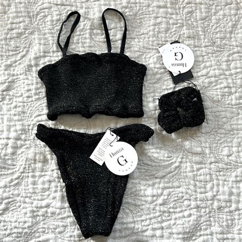 Hunza G Swim Nwt Bundle Hunza G Gigi Bikini And Matching Scrunchie In Black Lurex Poshmark