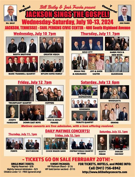 Bill Bailey Concerts - Pastor Bill Bailey and Josh Franks announces