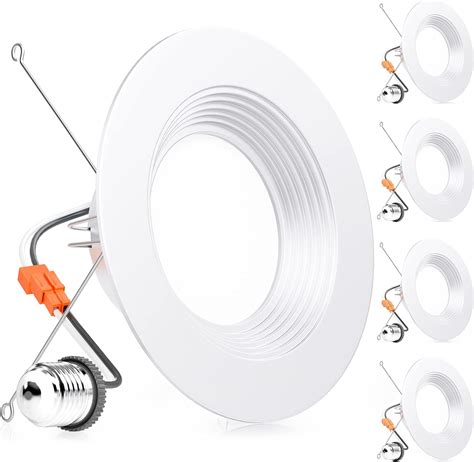 Ensenior Inch Led Can Lights Pack Metal Baffle Trim Dimmable