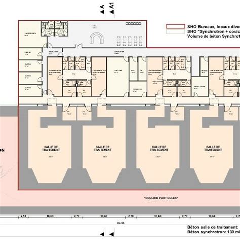 A classical hadron-therapy center layout, with the same characteristics... | Download Scientific ...