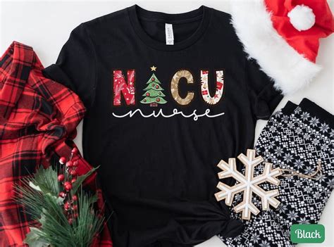 BLACK NICU Nurse Christmas Shirt Cute NICU Christmas Shirt Hospital