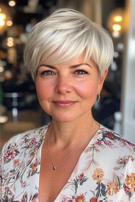 50 Trendy Pixie Haircuts For Women Over 50 Soft Platinum Pixie For Chubby Faces