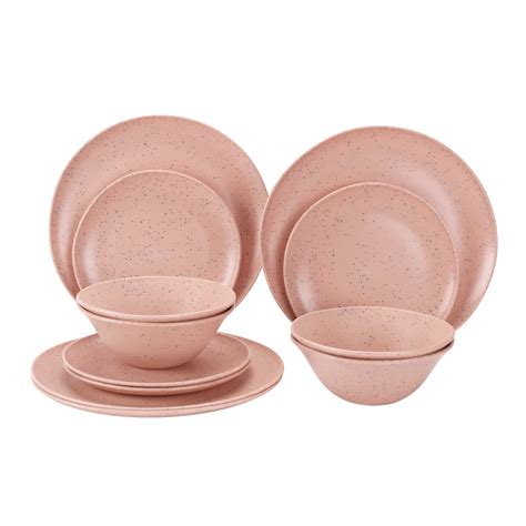 Mainstays 12 Piece Eco Friendly Dinnerware Set Pink Brickseek