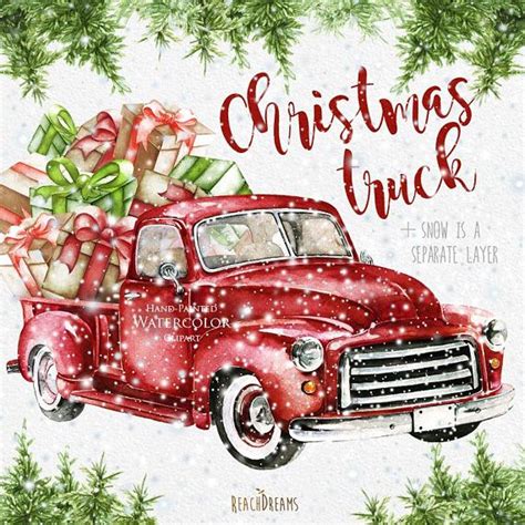 Christmas Tree Truck Christmas Canvas Christmas Paintings Christmas