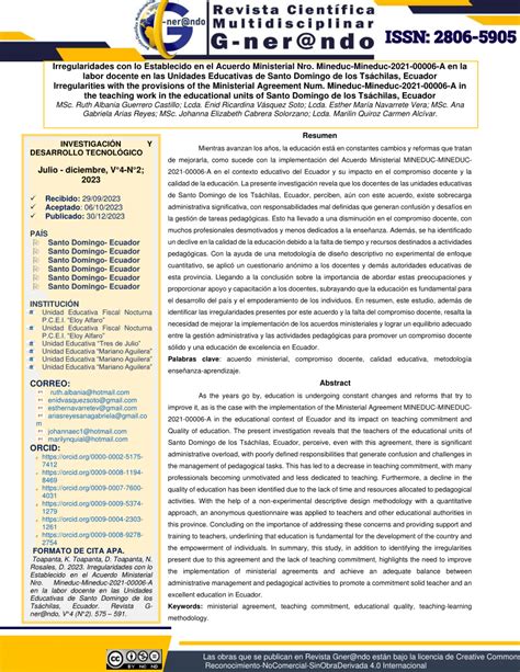 Pdf Irregularidades Con Lo Establecido En El Acuerdo Ministerial Nro