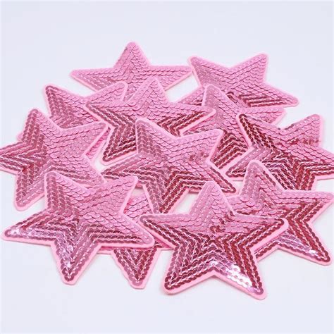 Pink Sequin Star Patch Iron On Patch Pink Stars Cute Etsy