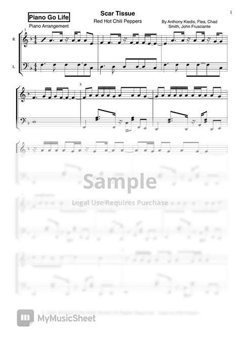 Red Hot Chili Peppers Scar Tissue Sheet By Piano Go Life