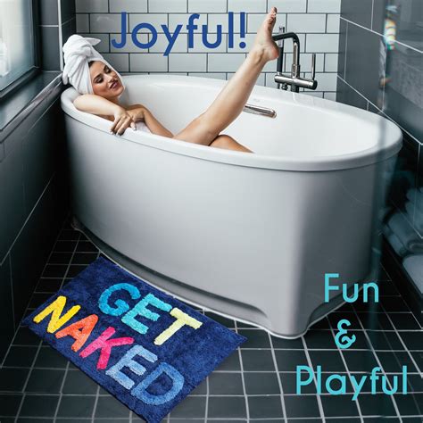 Get Naked Bath Mat Funny Cute Bathroom Rugs Blue Rainbow Rug Etsy