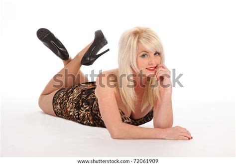 Sexy Blonde Woman Lying On Floor Stock Photo Shutterstock