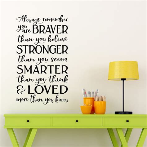 Always Remember You Are Braver Than You Believe Stronger Than You Seem