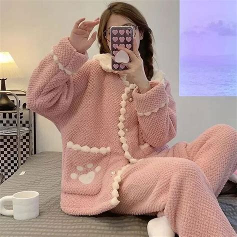 Linyooli Winter Wear Plush Nighty Thickened Flannel Velvet Autumn Home