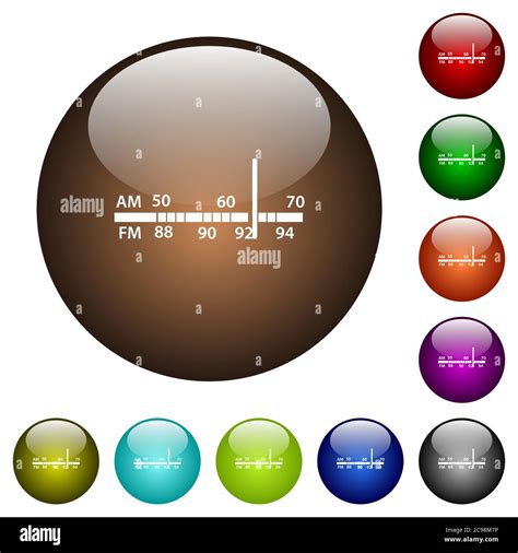 Radio Tuner White Icons On Round Color Glass Buttons Stock Vector Image