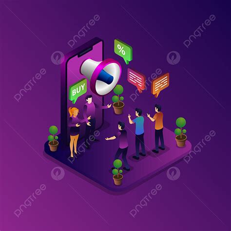 Digital Marketing Concept Vector Hd Images Digital Marketing Isometric Concept With Megaphone