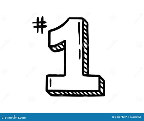 Number One Doodle Hand Drawn Icon. Outline Drawing First Number Line